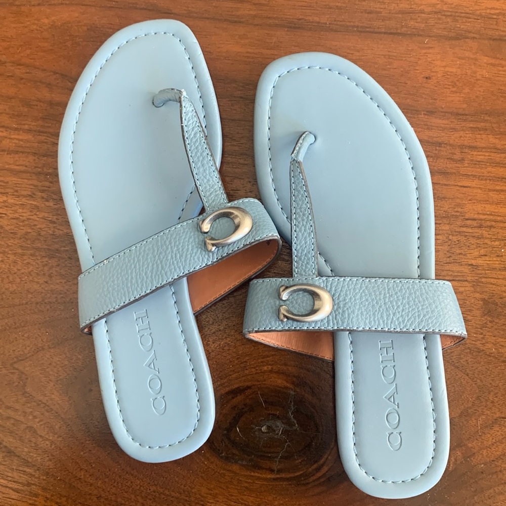 Coach leather blue sandals